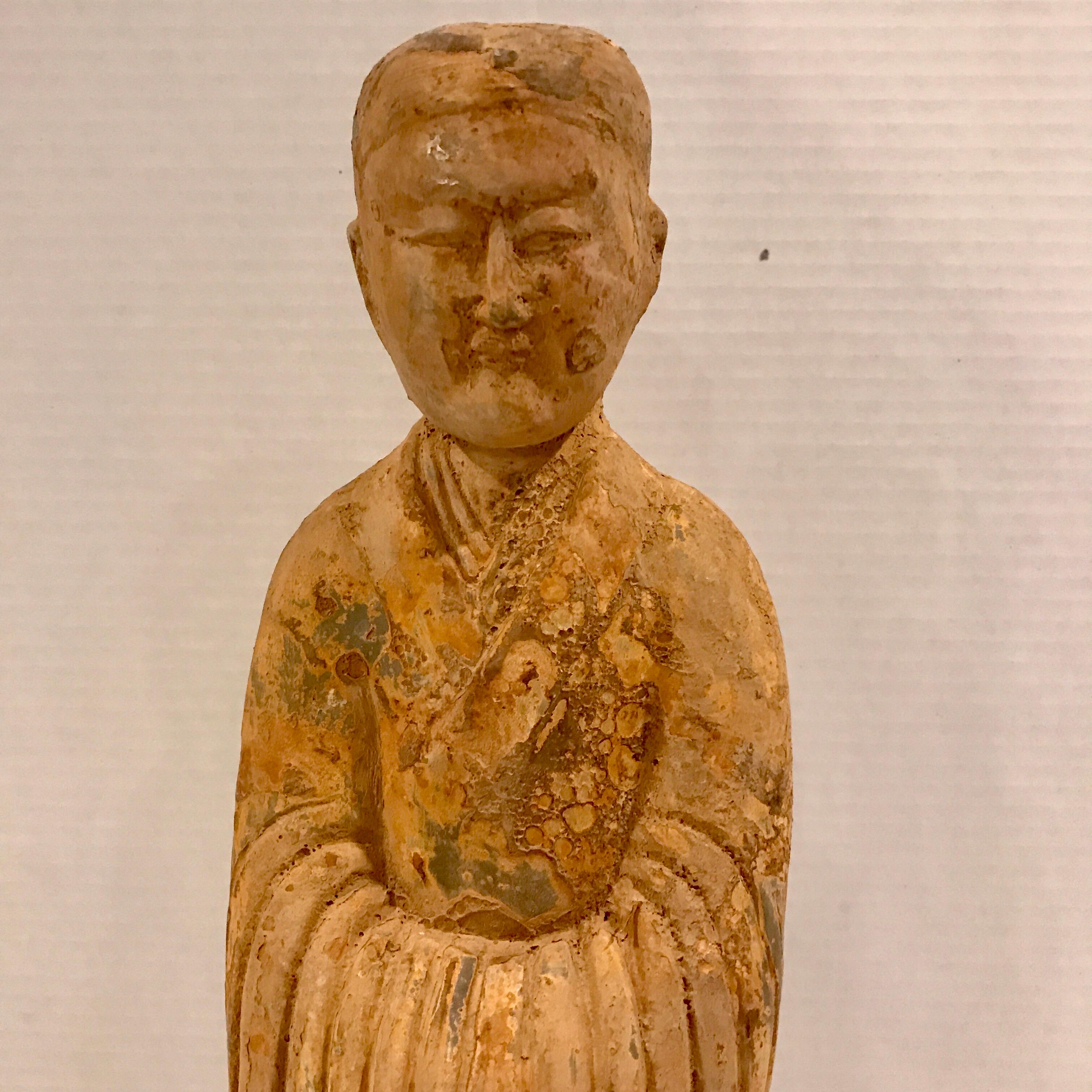 Pair of Tang Style Terracotta Tomb Attendants In Good Condition In Atlanta, GA