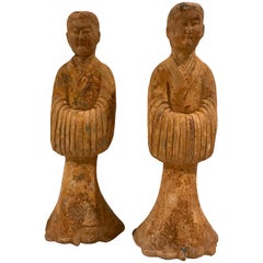 Pair of Tang Style Terracotta Tomb Attendants