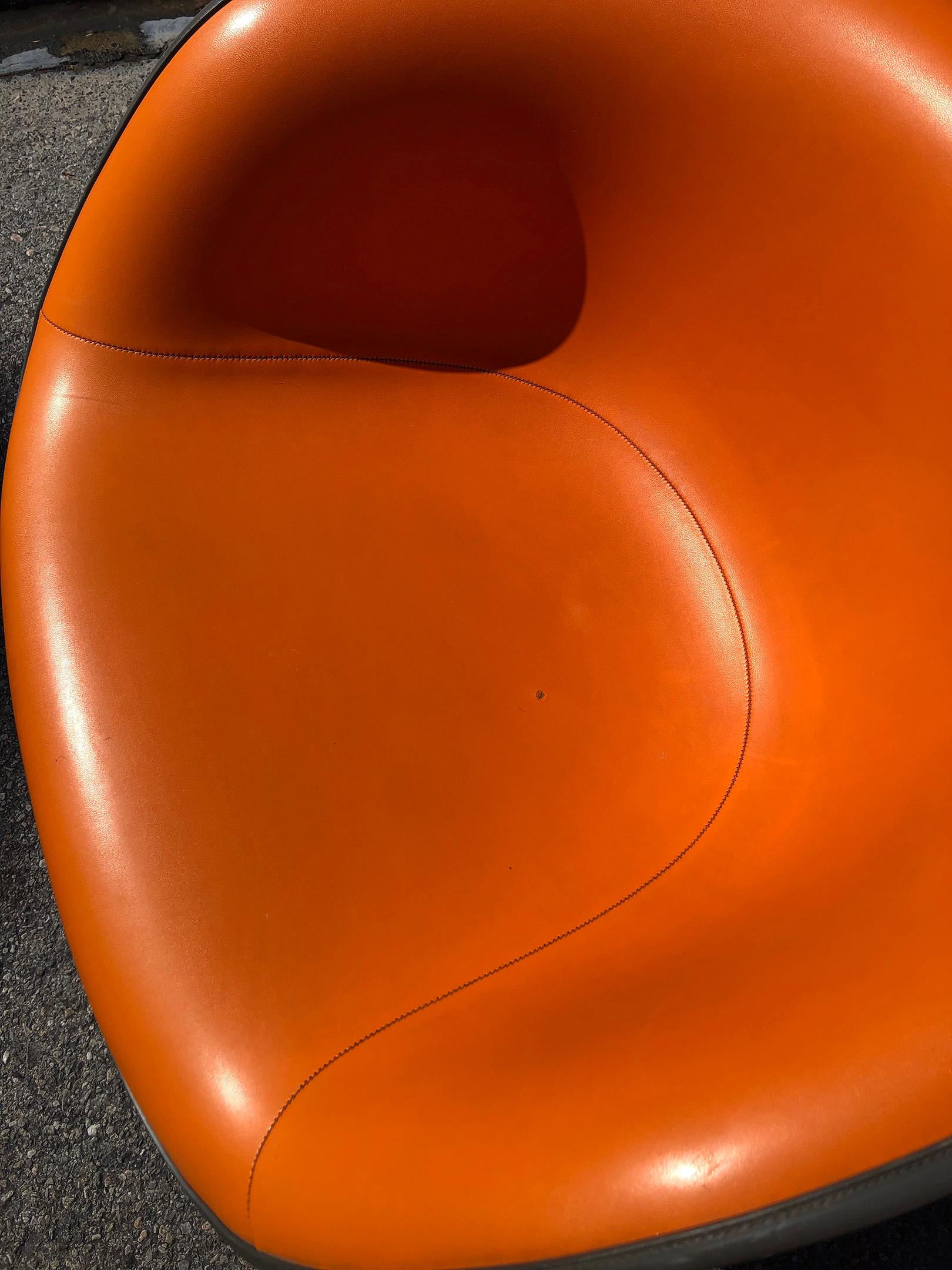 Pair of Tangerine Orange Eames La Fonda Chairs 3