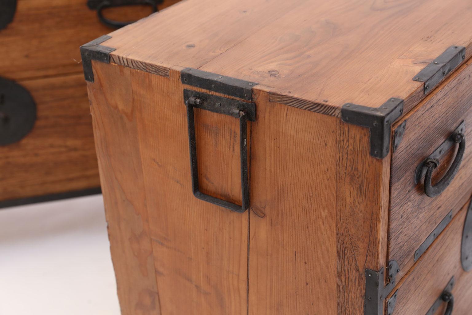 19th Century Pair of Tansu Bedside Tables