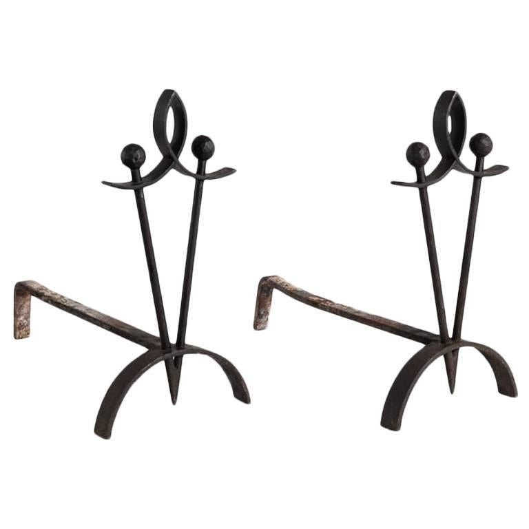 Pair of Tapered Andirons, France In Good Condition In New York, NY