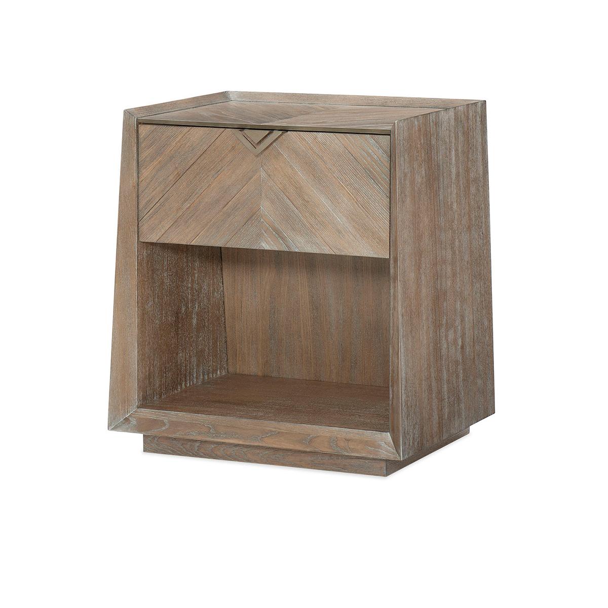 Wood Pair of Tapered Ash Modern Nightstands For Sale