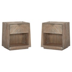 Pair of Tapered Ash Modern Nightstands