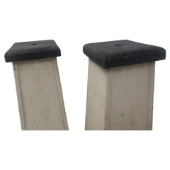 Pair of Tapered C1925 Wooden with Old Paint Plant Stands or Pedestals