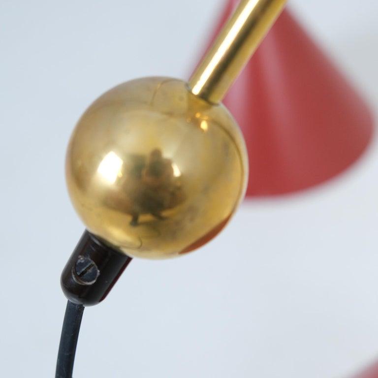 Pair of Tapio Wirkkala Adjustable Floor Lamps Model K10-11 in Red, Idman 1950s en venta 3