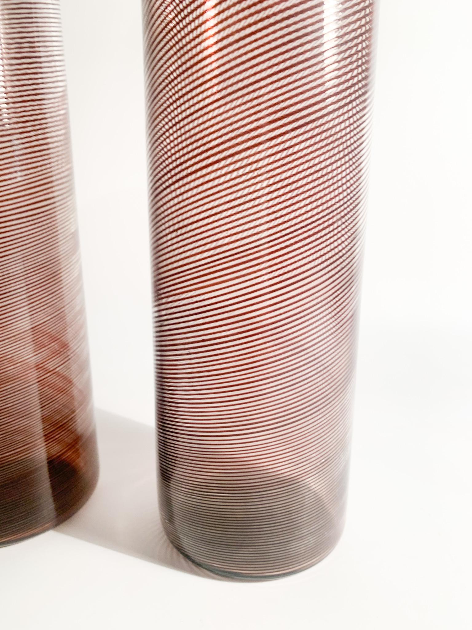 Paire de vases en verre de Murano filigrané Tapio Wirkkala pour Venini 1970 en vente 6