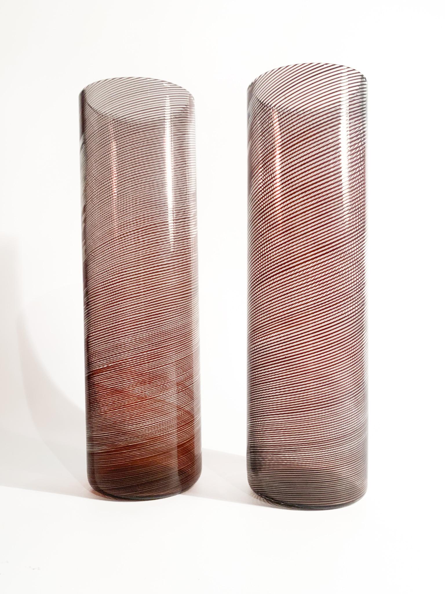 Pair of Tapio Wirkkala Filigree Murano Glass Vases for Venini 1970s For Sale 8