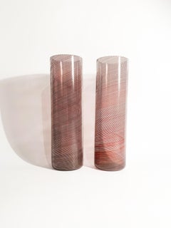 Pair of Tapio Wirkkala Filigree Murano Glass Vases for Venini 1970s