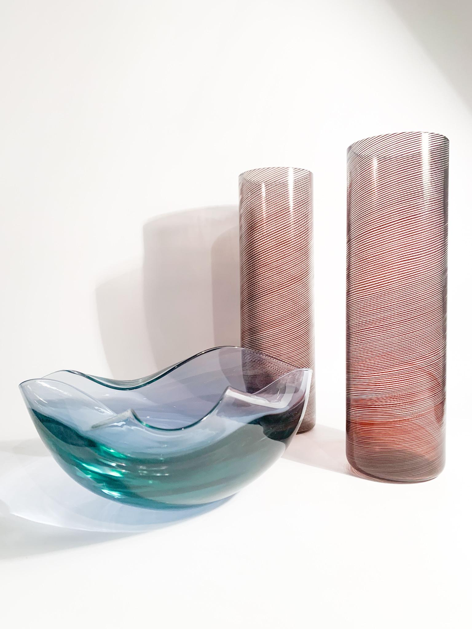 Pair of Tapio Wirkkala Filigree Murano Glass Vases for Venini 1970s For Sale 2