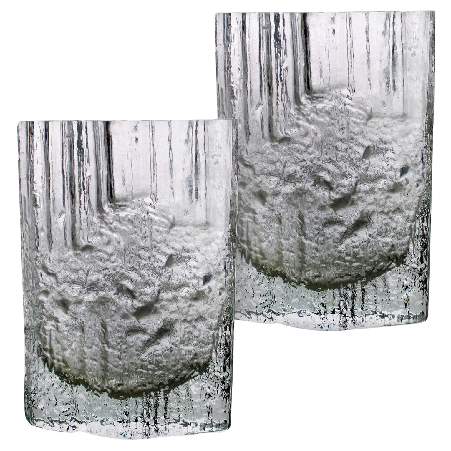 Pair of Tapio Wirkkala for Iittala Ice Glass Vases