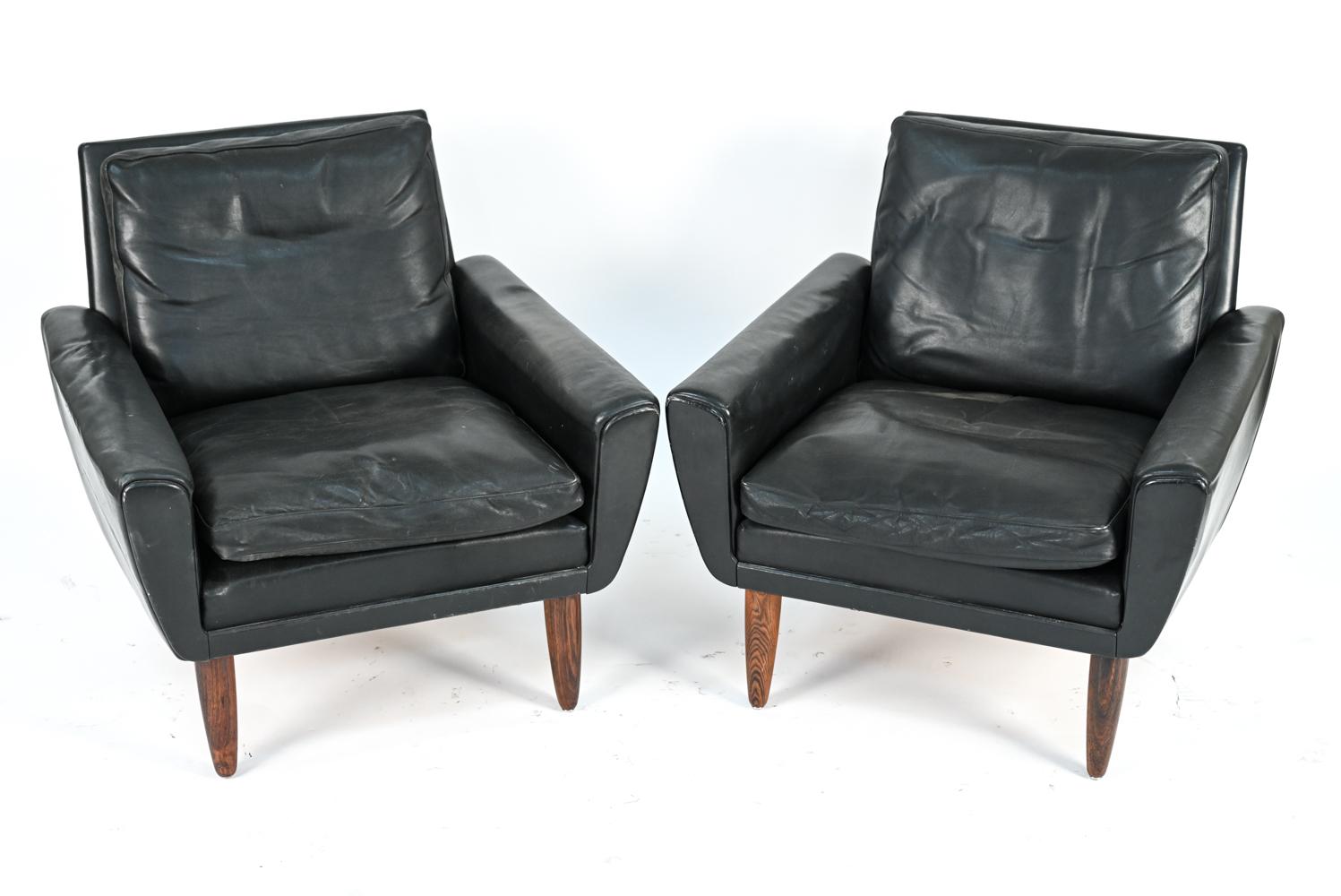 Mid-Century Modern Pair of Tarm Danish Mid-Century Leather Lounge Chairs