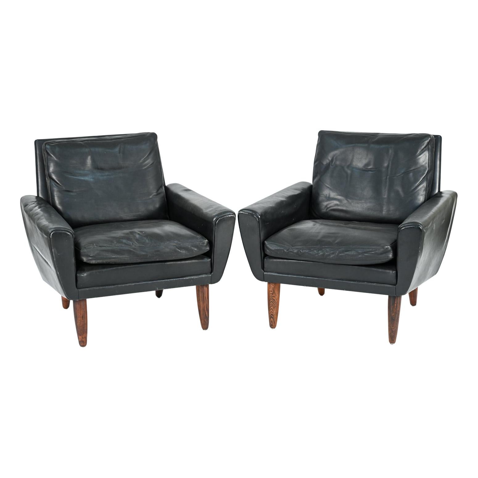 Pair of Tarm Danish Mid-Century Leather Lounge Chairs