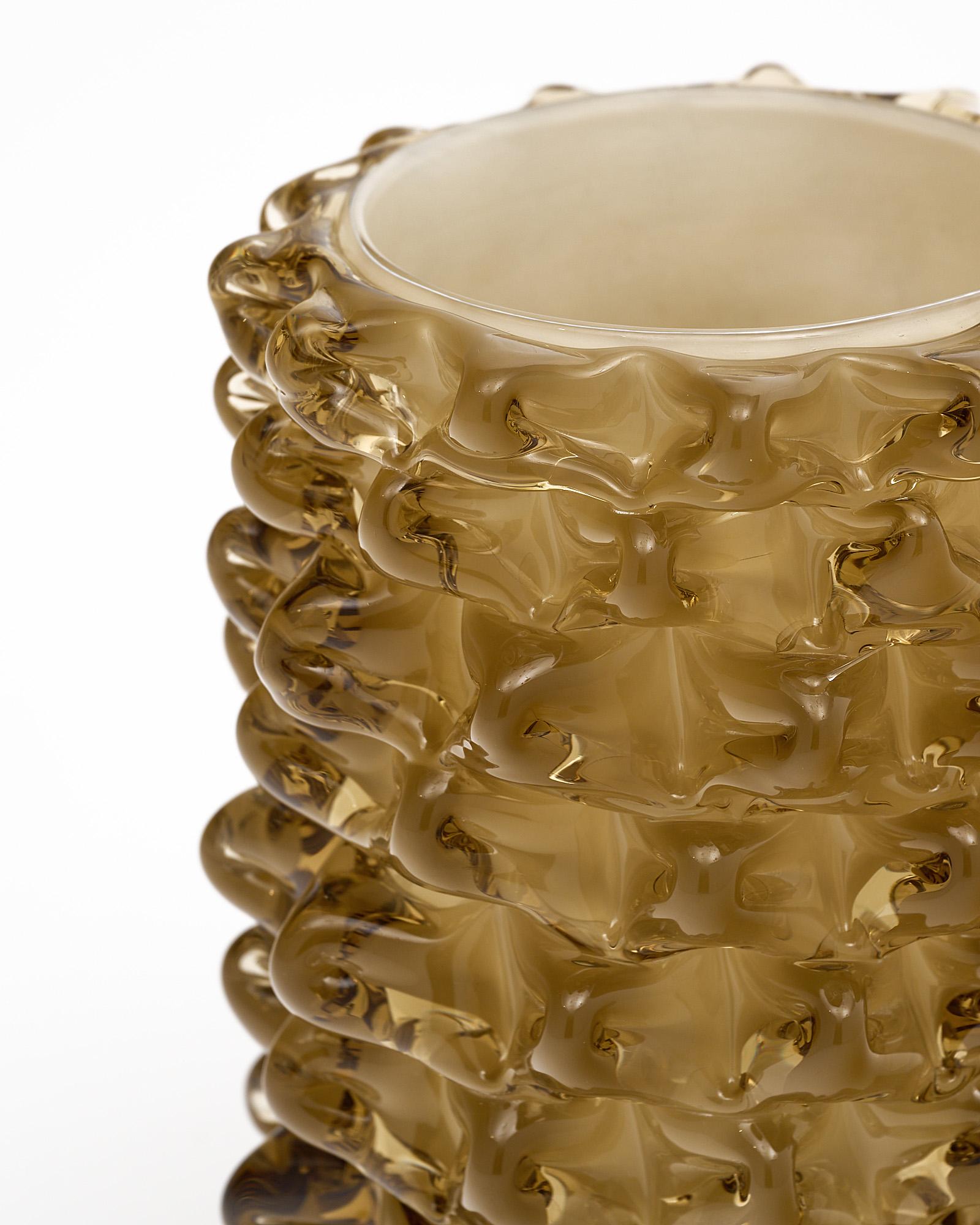 Paar taupefarbene Muranoglas-Rostrate-Vase im Angebot 1