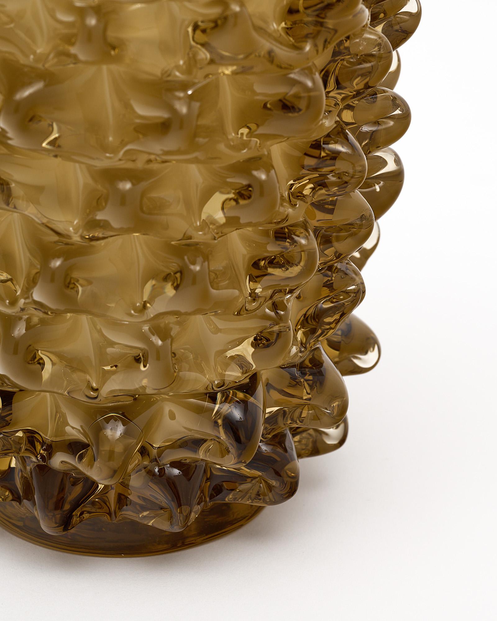 Paar taupefarbene Muranoglas-Rostrate-Vase im Angebot 2