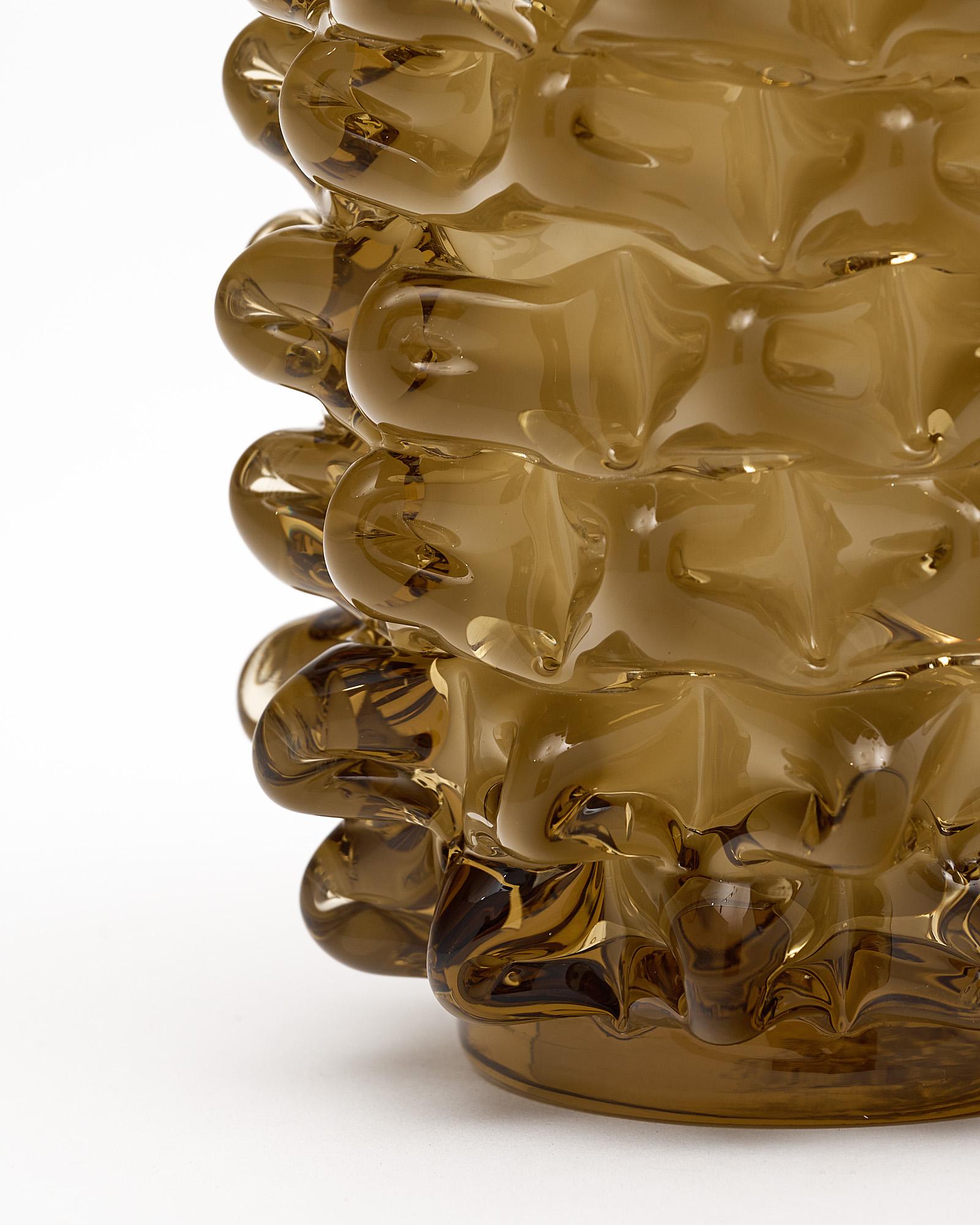Paar taupefarbene Muranoglas-Rostrate-Vase im Angebot 3