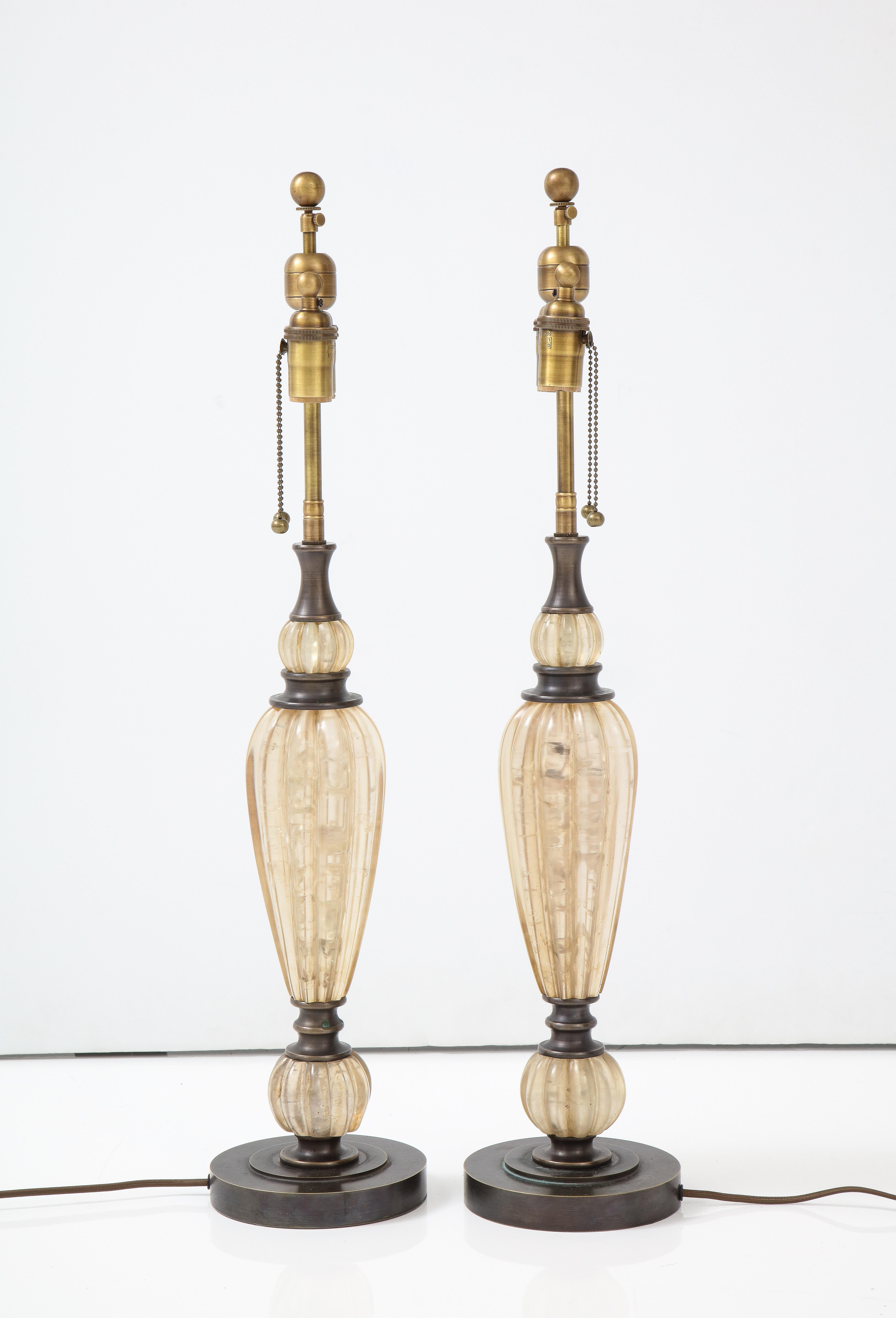 Modern Pair of Taupe Resin Lamps