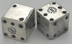 Pair of Taxco School Sterling Silver Dice, Mexico circa 1960s