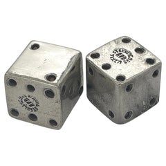 Pair of Taxco School Sterling Silver Dice, Mexico circa 1960s 