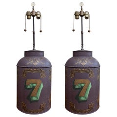 Vintage Tea Cannister as Table Lamp - Pair available