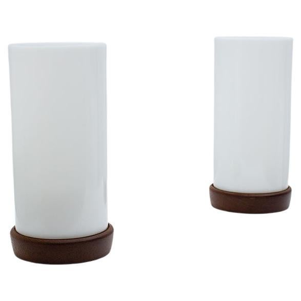 Paire de lampes de bureau en teck et acrylique par Luxus