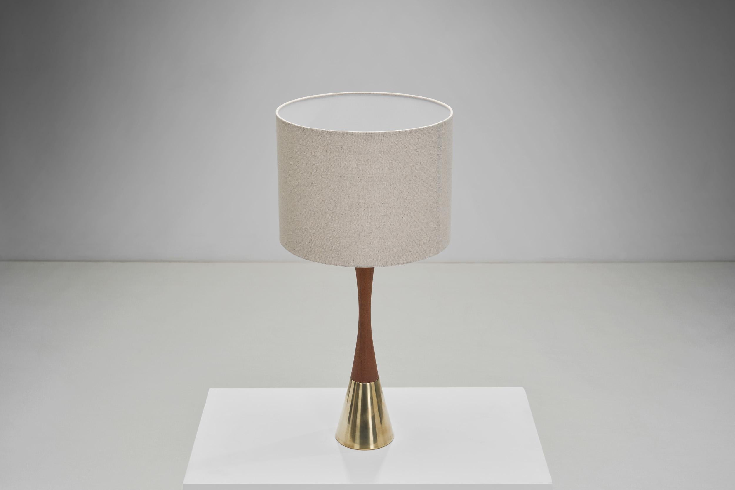 Pair of Teak and Brass Table Lamps by Bergboms, Sweden ca 1970s 2