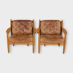 Pair of teak and leather "Lacko" armchairs by Ingemar Thillmark for OPE.