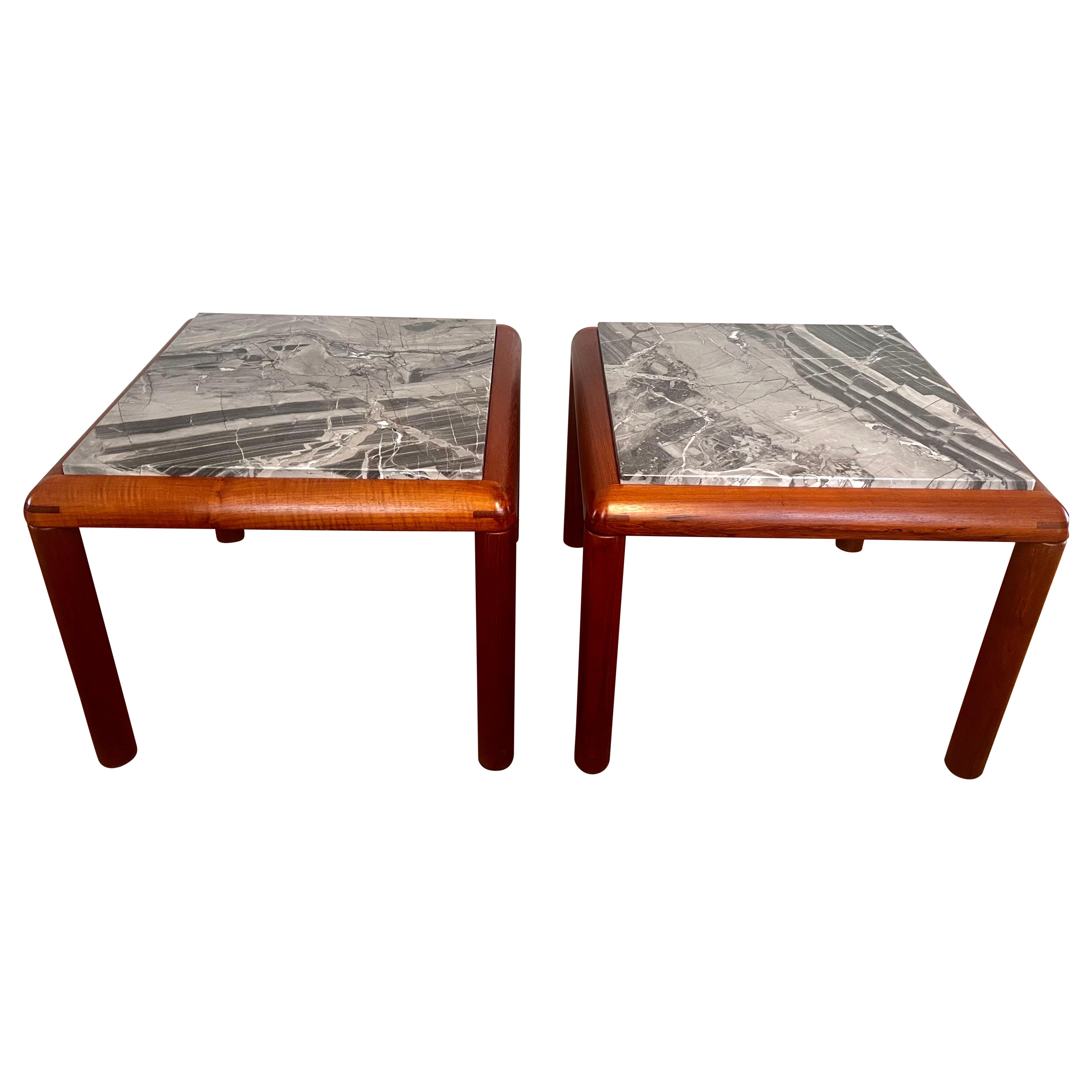 Pair of Teak and Quartzite End Tables, Denmark, 1970's For Sale