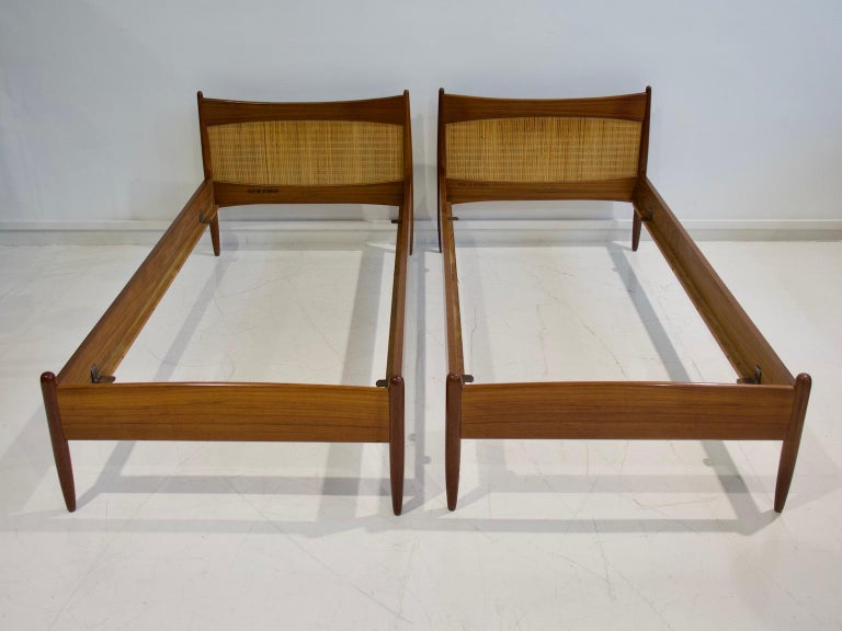 Pair of Teak and Rattan Bed Frames by Børge Mogensen For Sale at 1stDibs