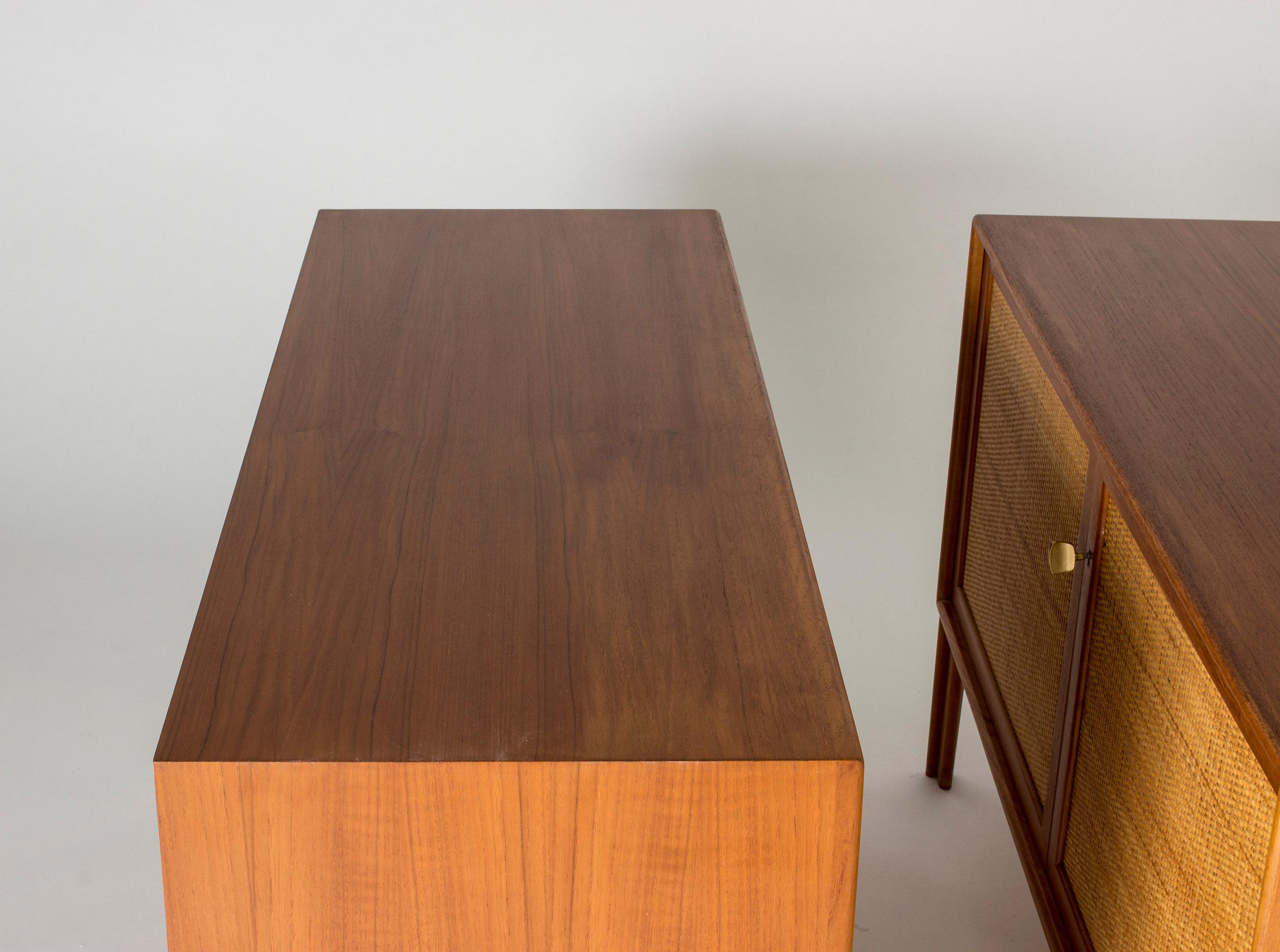 Mid-20th Century Pair of Teak and Rattan Sideboards by Alf Svensson