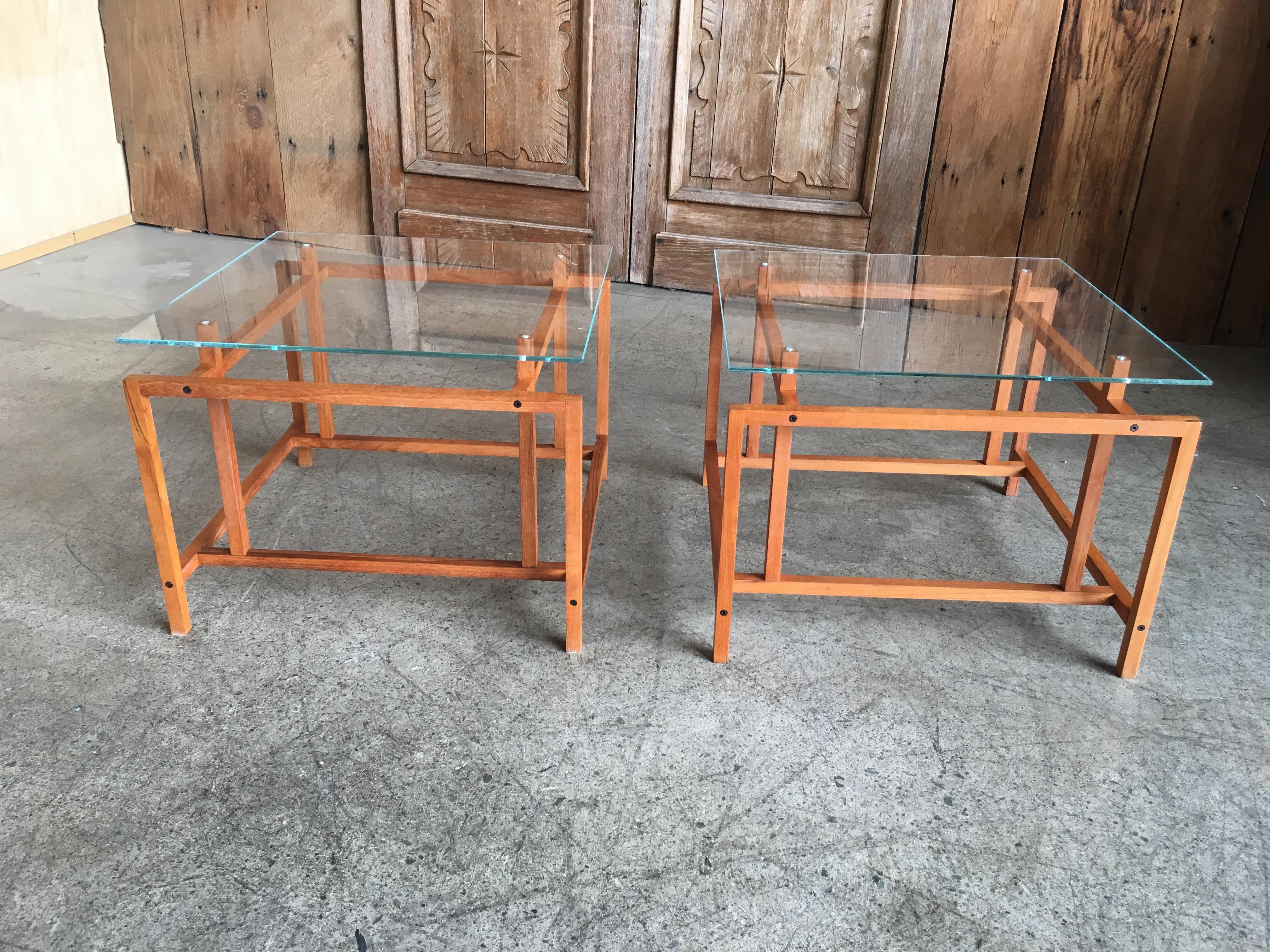 Pair of Teak Architectural Frame End Tables by Henning Norgaard 3