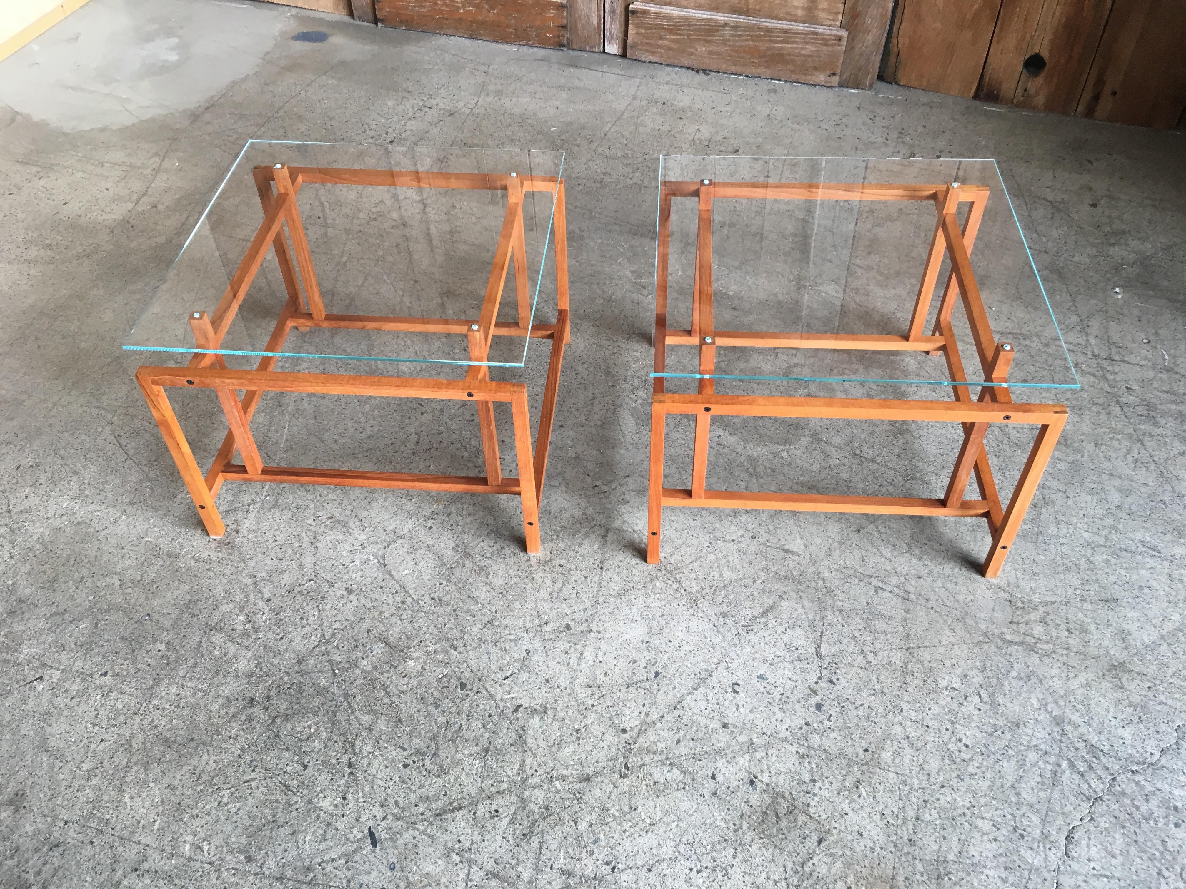 Pair of Teak Architectural Frame End Tables by Henning Norgaard 4