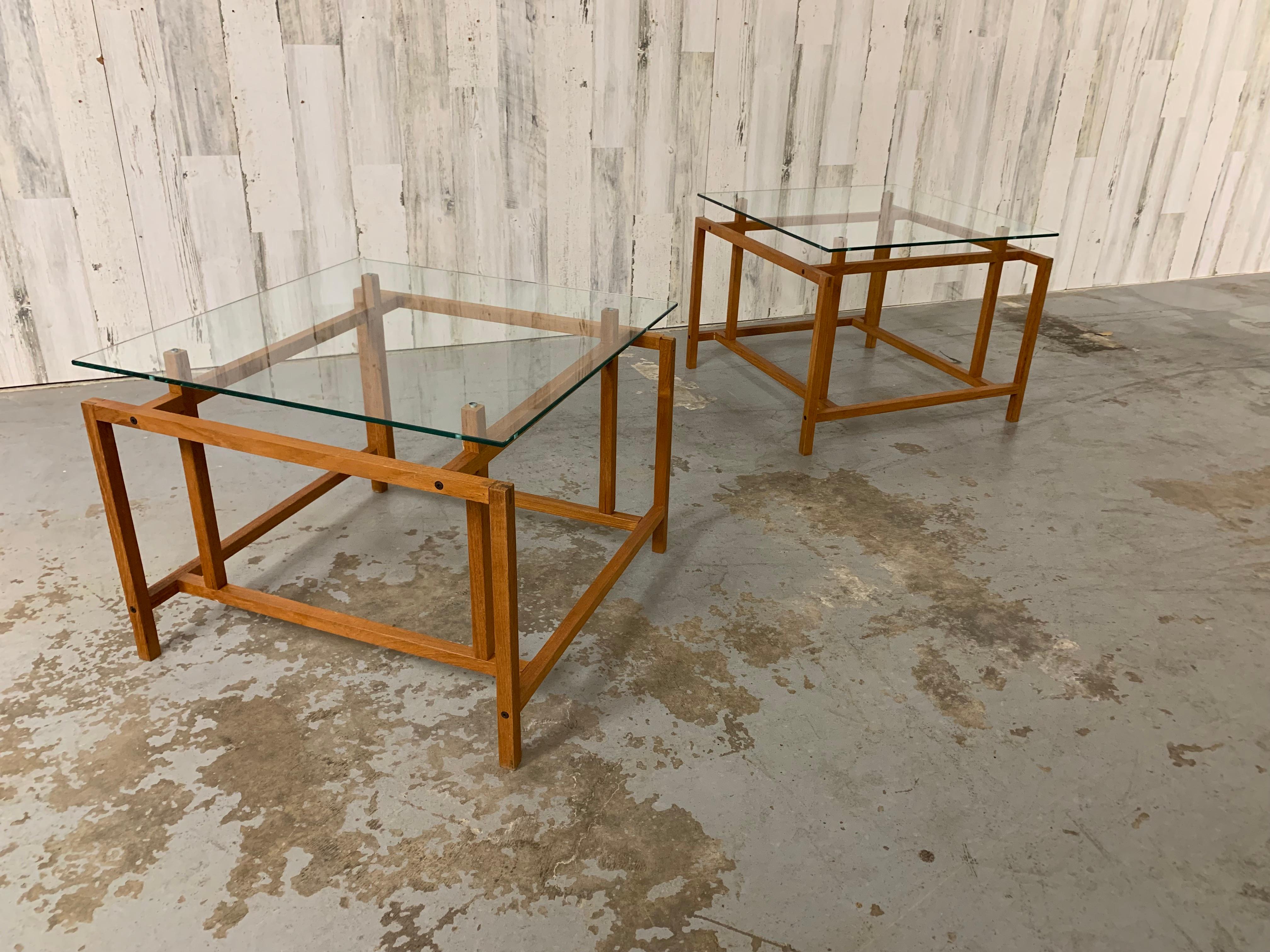 Pair of Teak Architectural Frame End Tables by Henning Norgaard For Sale 12