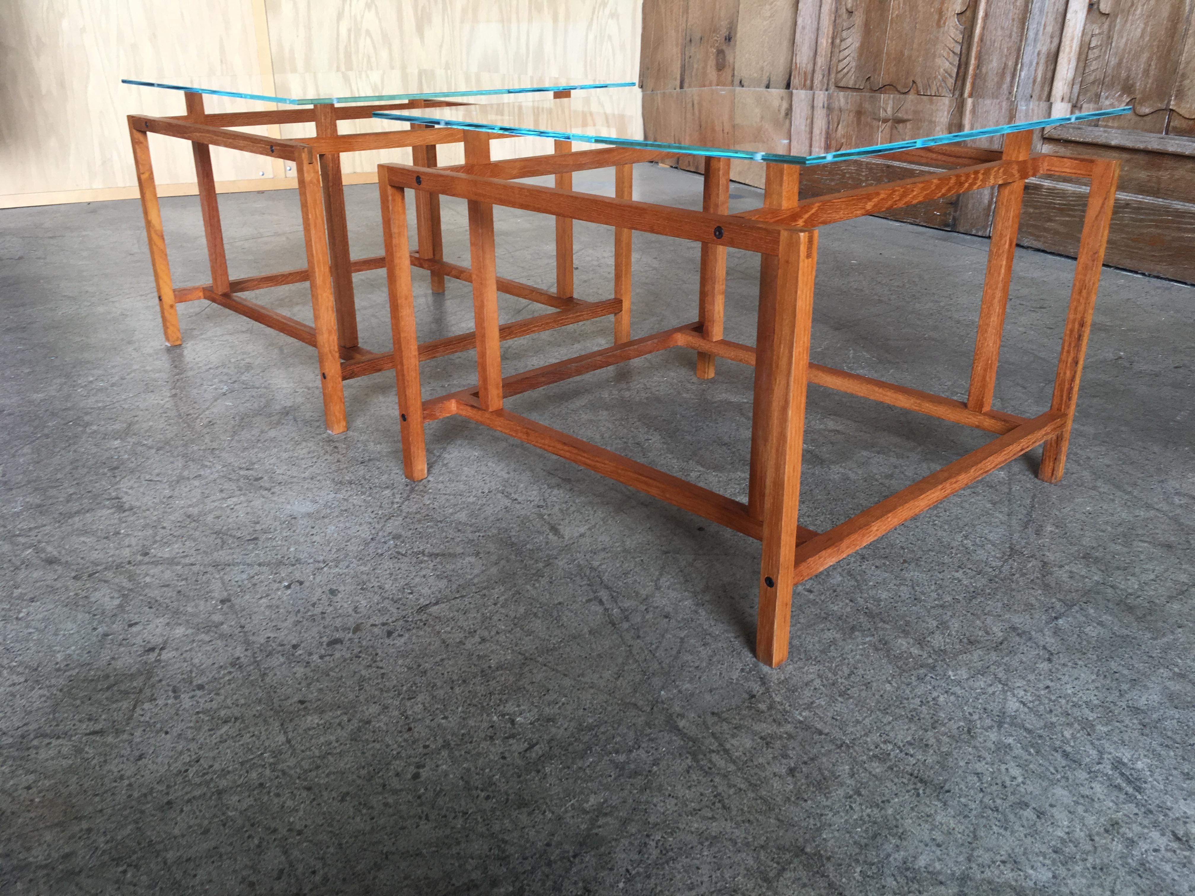 Mid-Century Modern Pair of Teak Architectural Frame End Tables by Henning Norgaard
