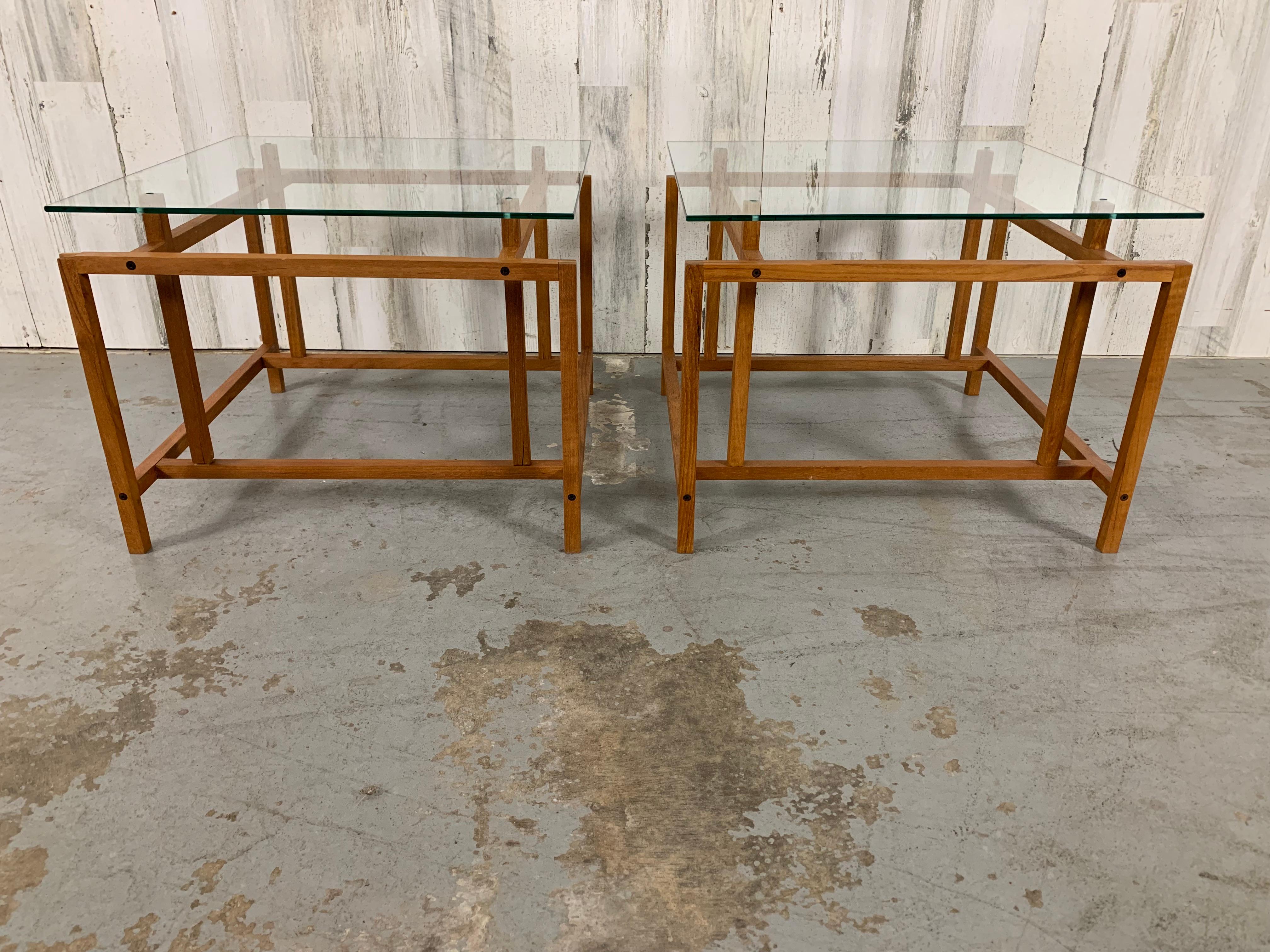 Mid-Century Modern Pair of Teak Architectural Frame End Tables by Henning Norgaard For Sale