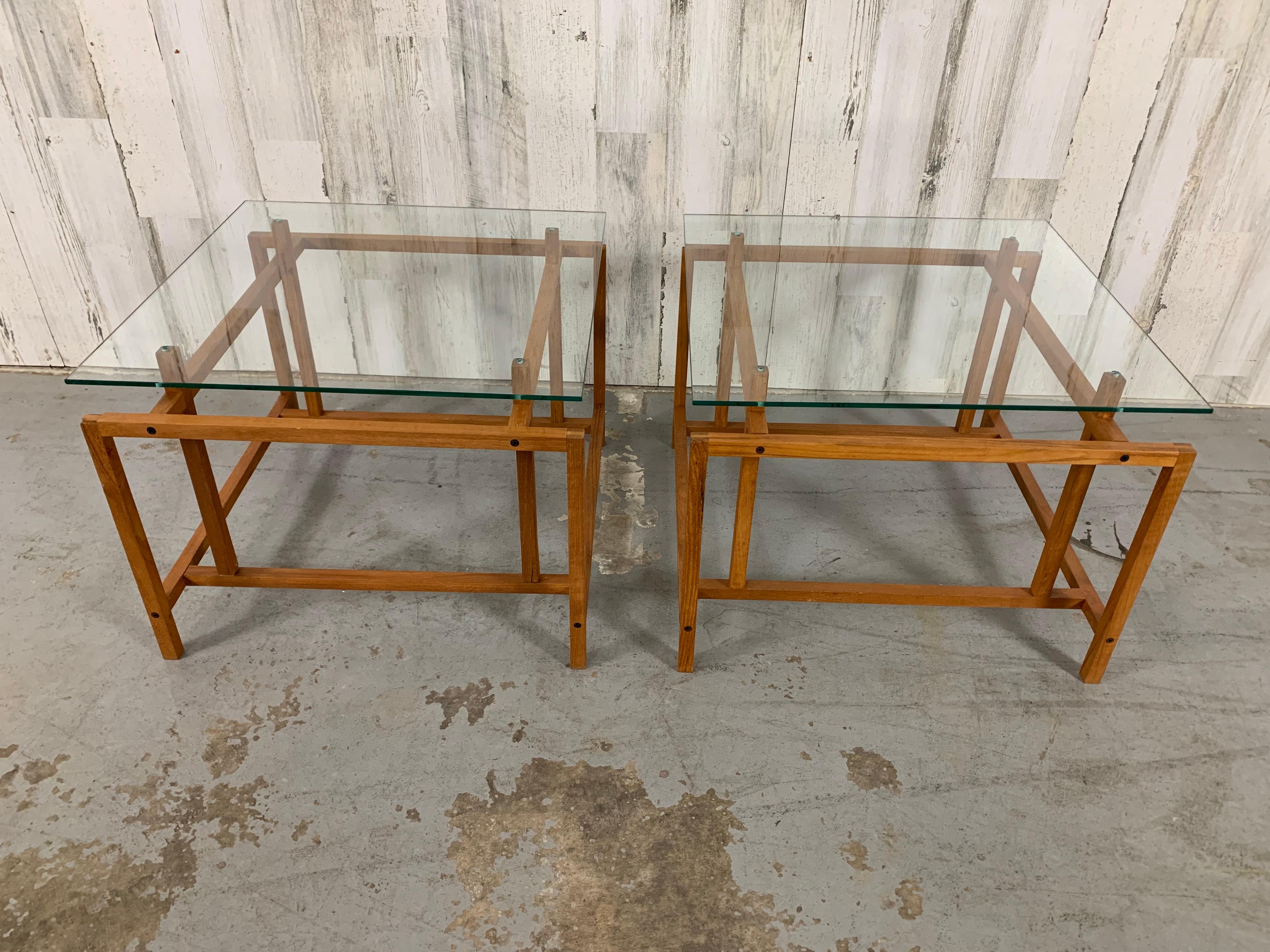 Joinery Pair of Teak Architectural Frame End Tables by Henning Norgaard For Sale