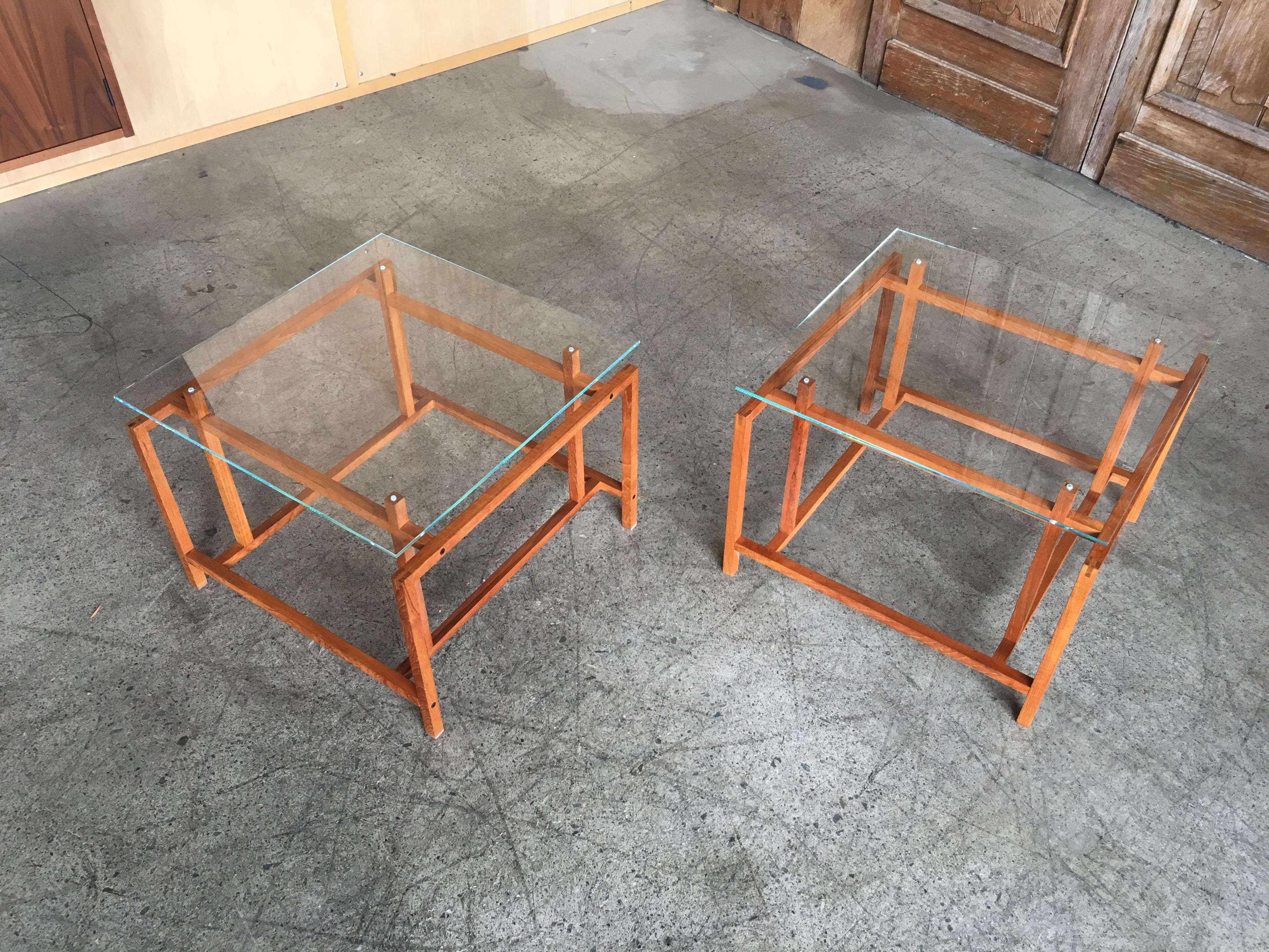 Pair of Teak Architectural Frame End Tables by Henning Norgaard In Good Condition In Denton, TX