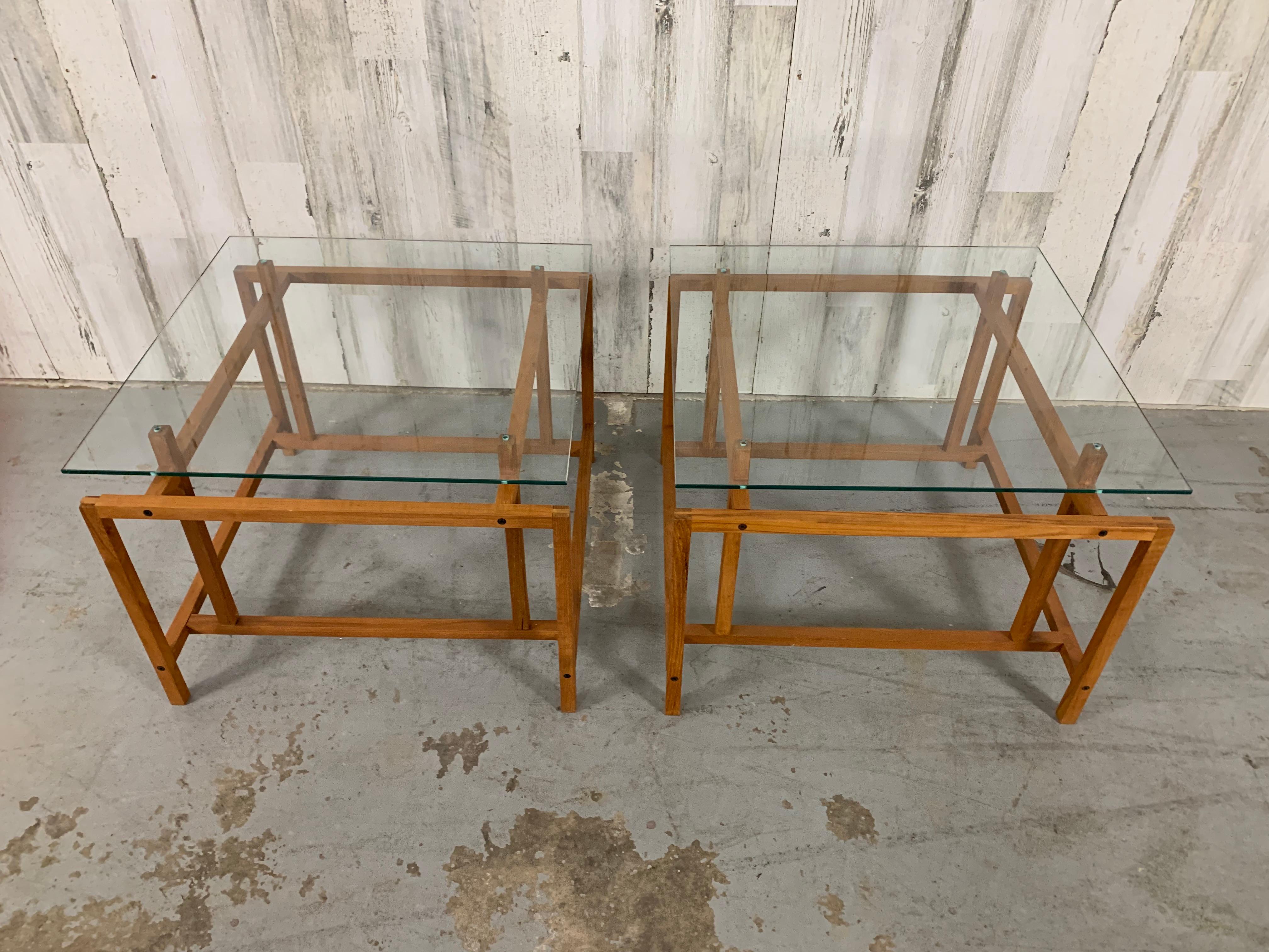 Pair of Teak Architectural Frame End Tables by Henning Norgaard In Good Condition For Sale In Denton, TX