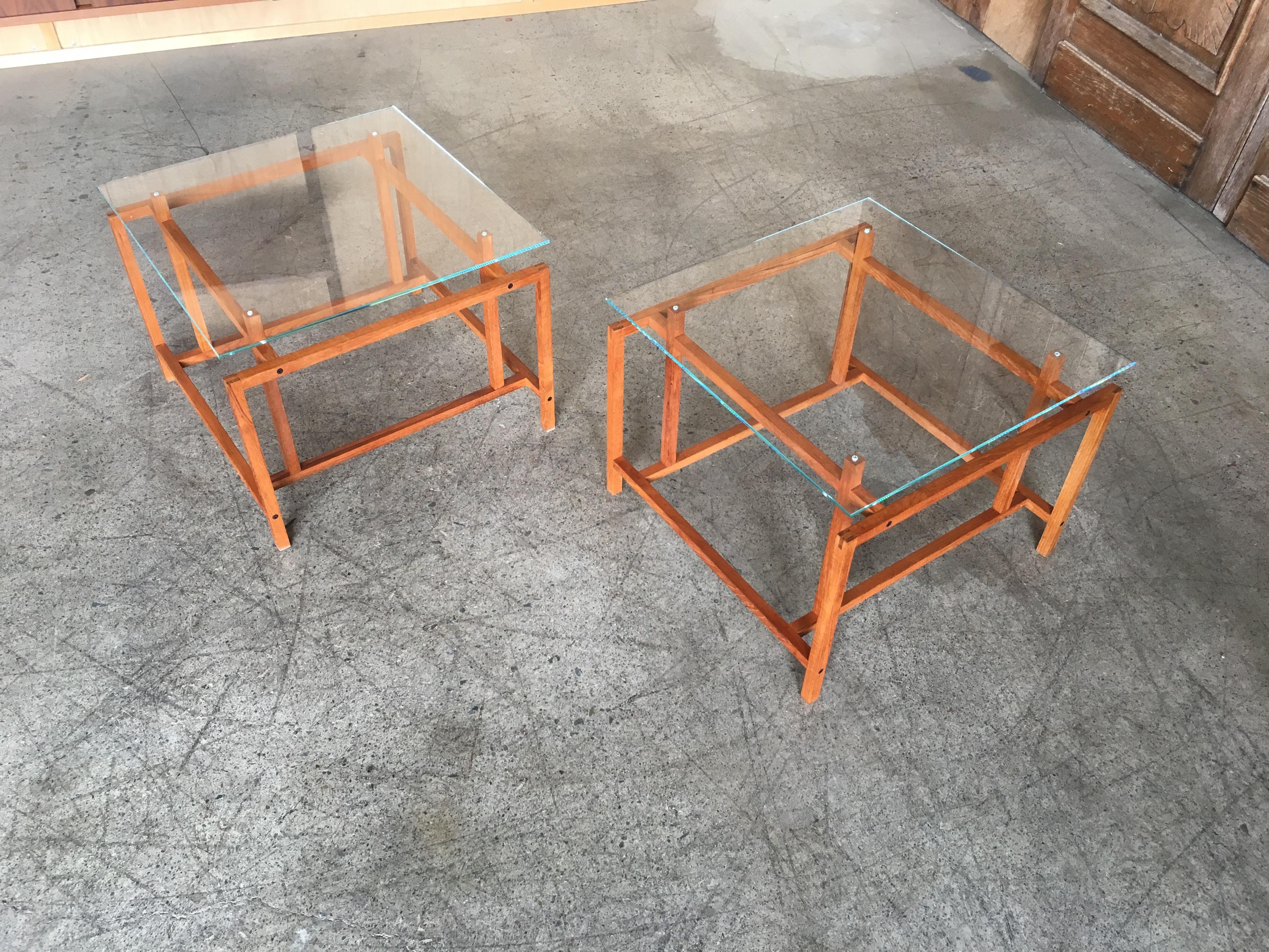 20th Century Pair of Teak Architectural Frame End Tables by Henning Norgaard