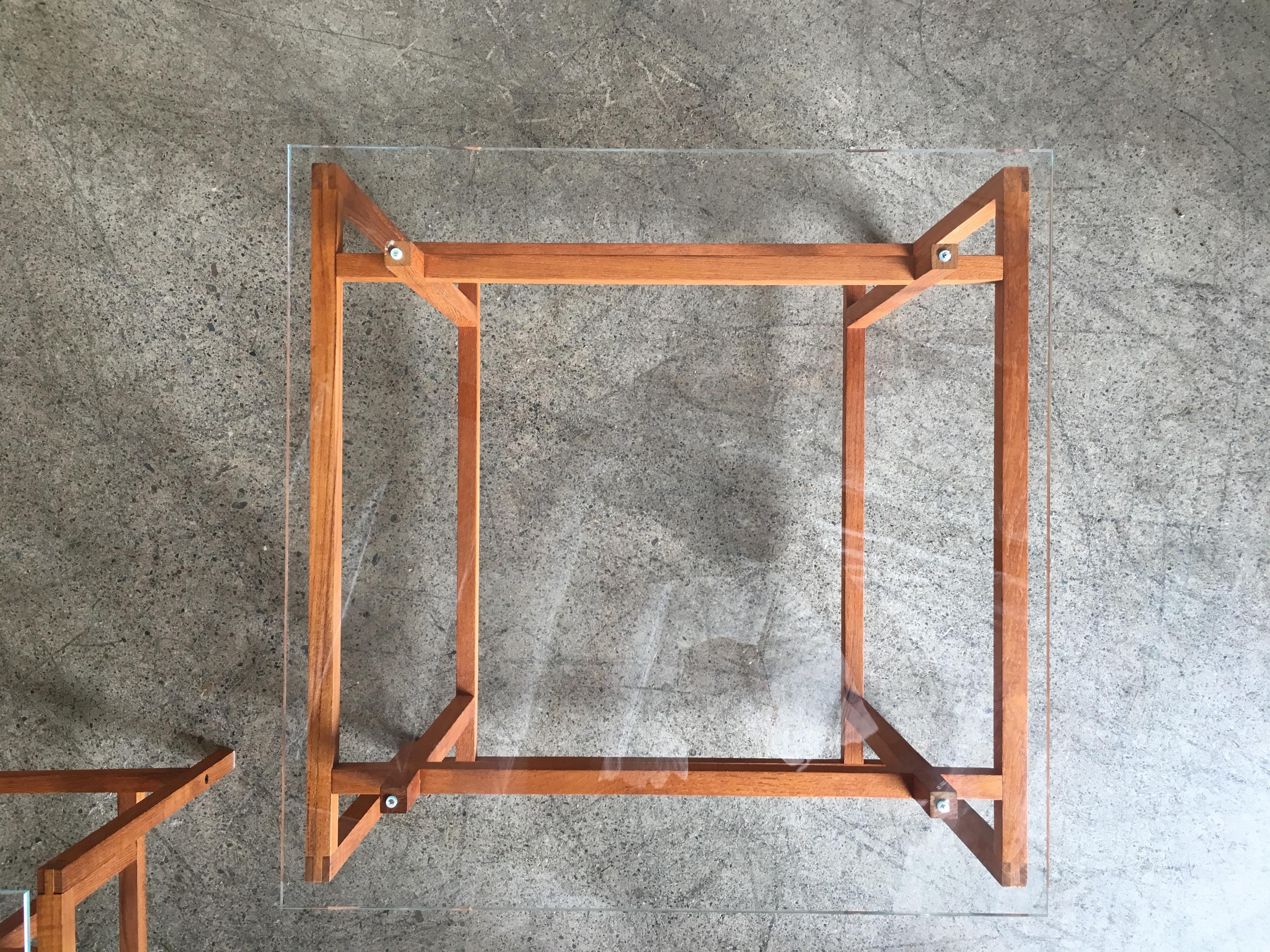 Pair of Teak Architectural Frame End Tables by Henning Norgaard 1