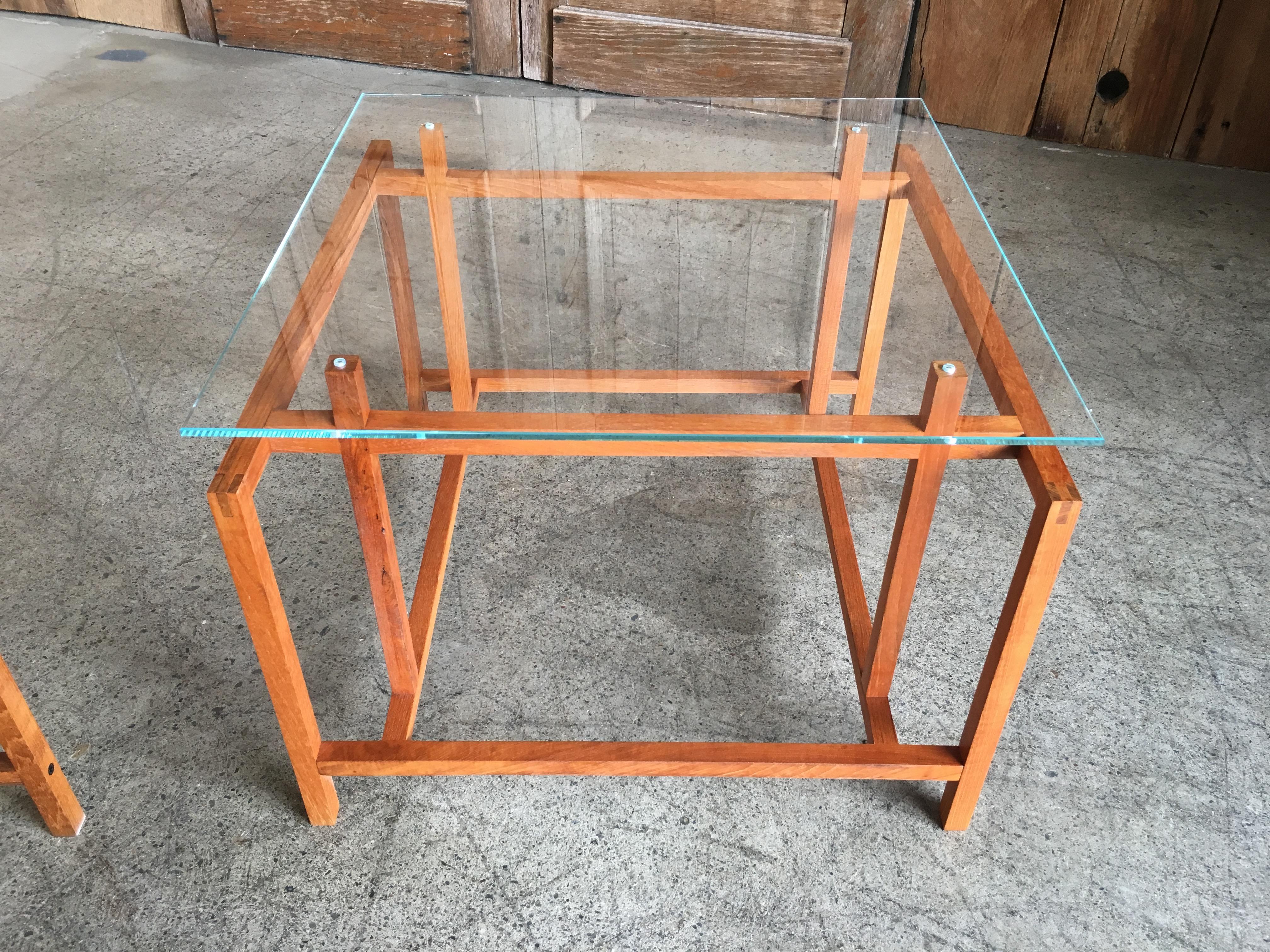 Pair of Teak Architectural Frame End Tables by Henning Norgaard 2