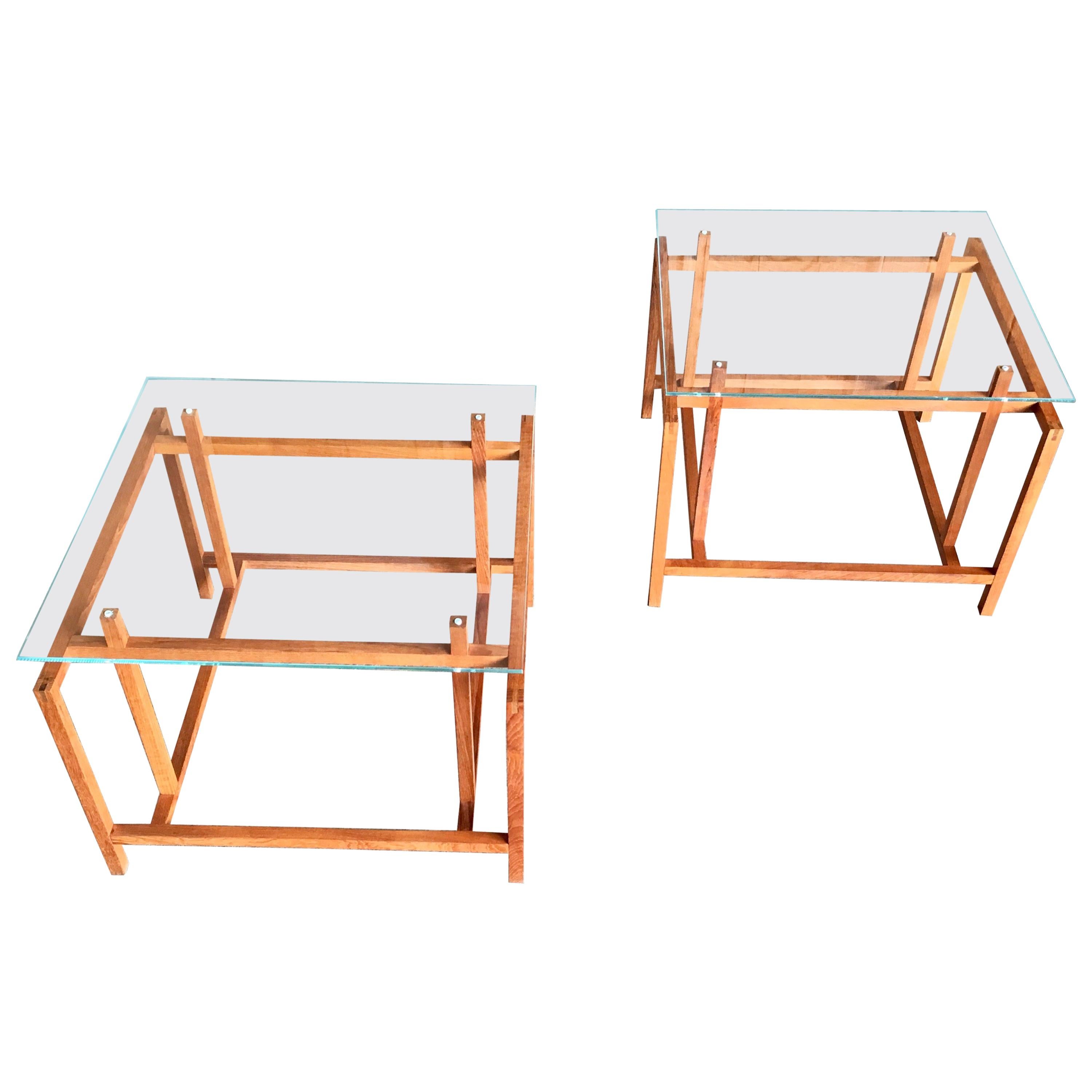 Pair of Teak Architectural Frame End Tables by Henning Norgaard