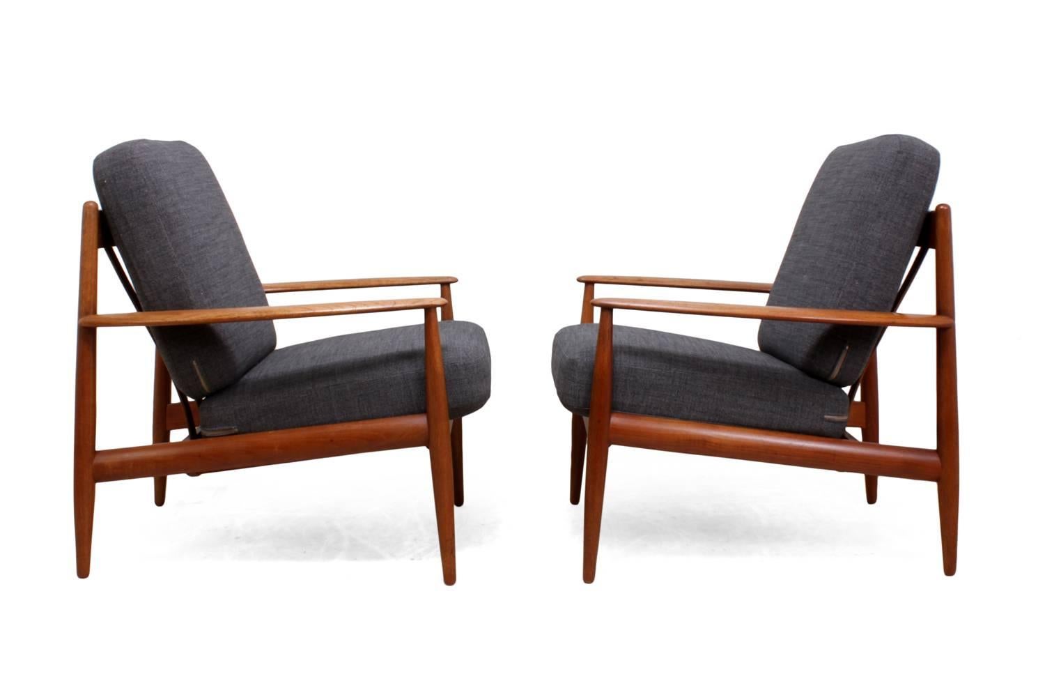Mid-20th Century Pair of Teak Armchairs by Grete Jalk for France and Son