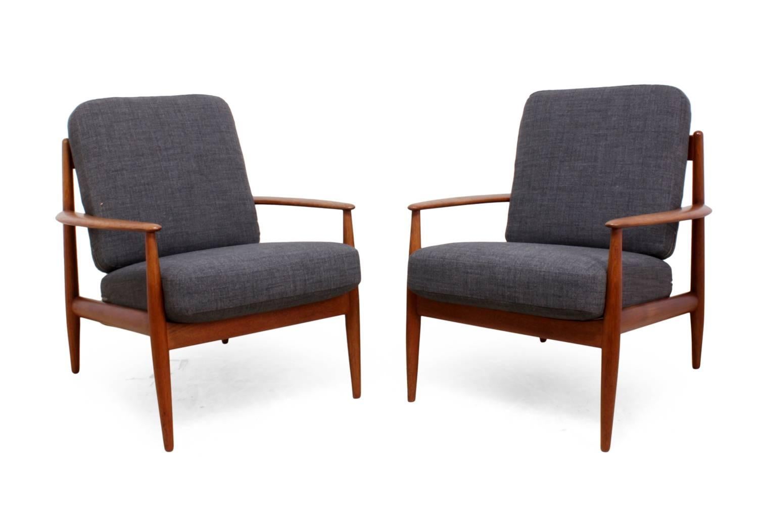 Wool Pair of Teak Armchairs by Grete Jalk for France and Son