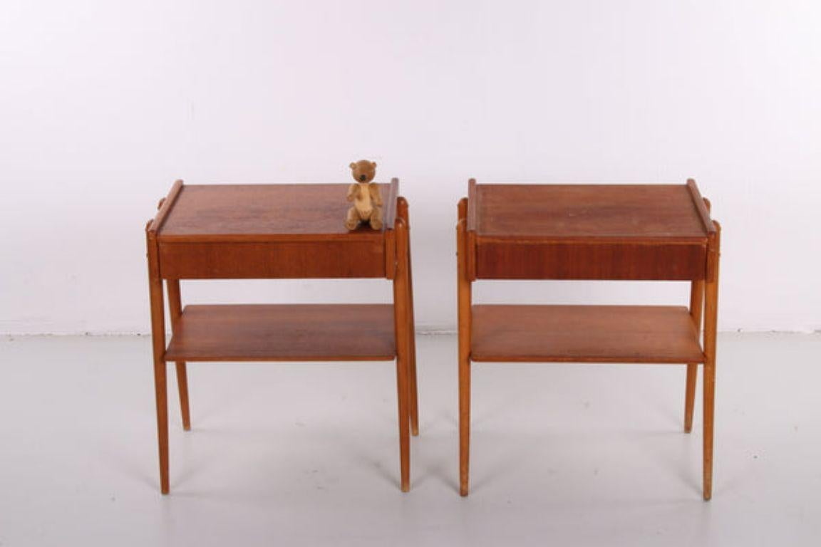 Pair of Teak Bedside Tables AB Carlstrom, Sweden, 1960s In Good Condition In Oostrum-Venray, NL