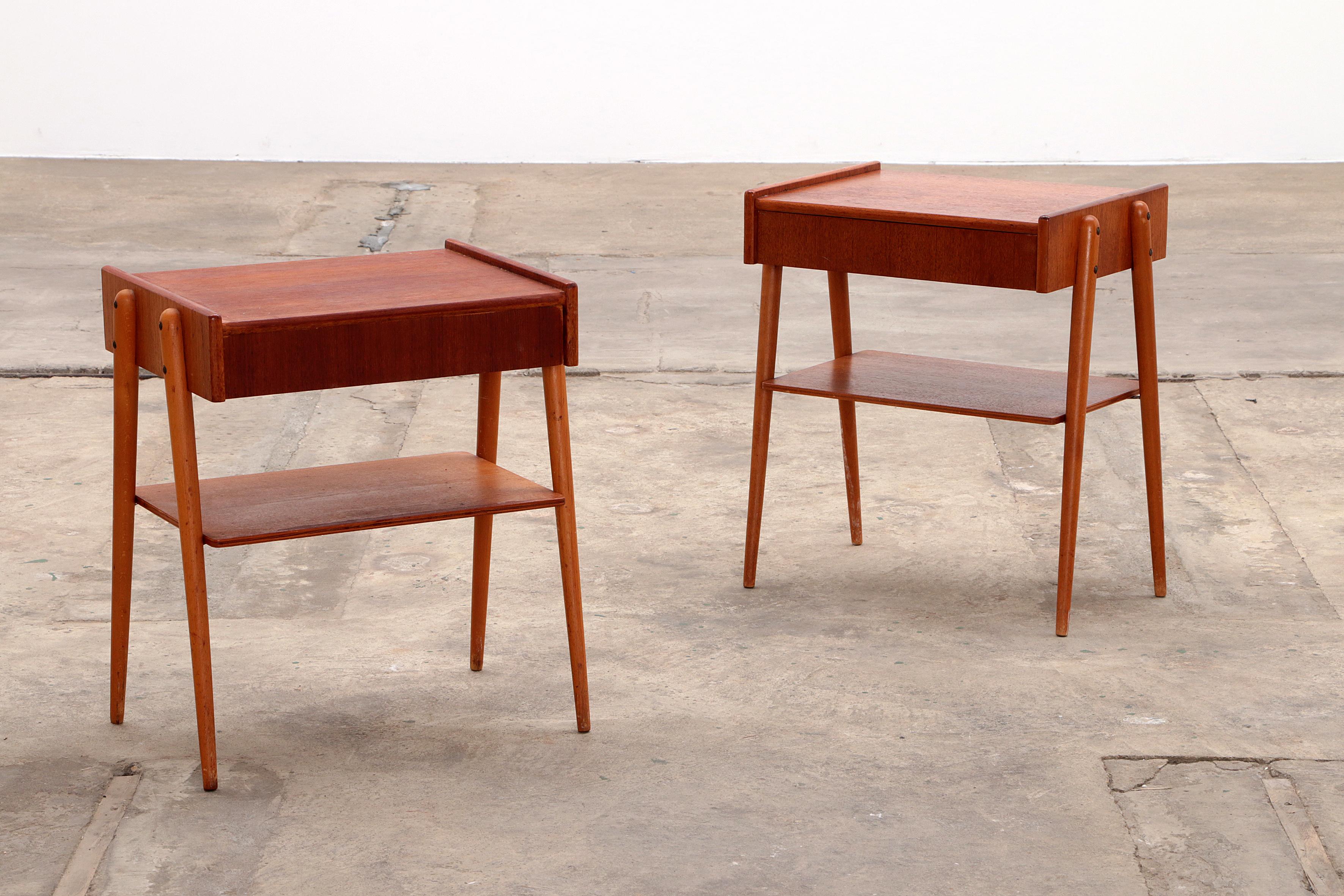 20th Century Pair of Teak Bedside Tables AB Carlstrom, Sweden, 1960s