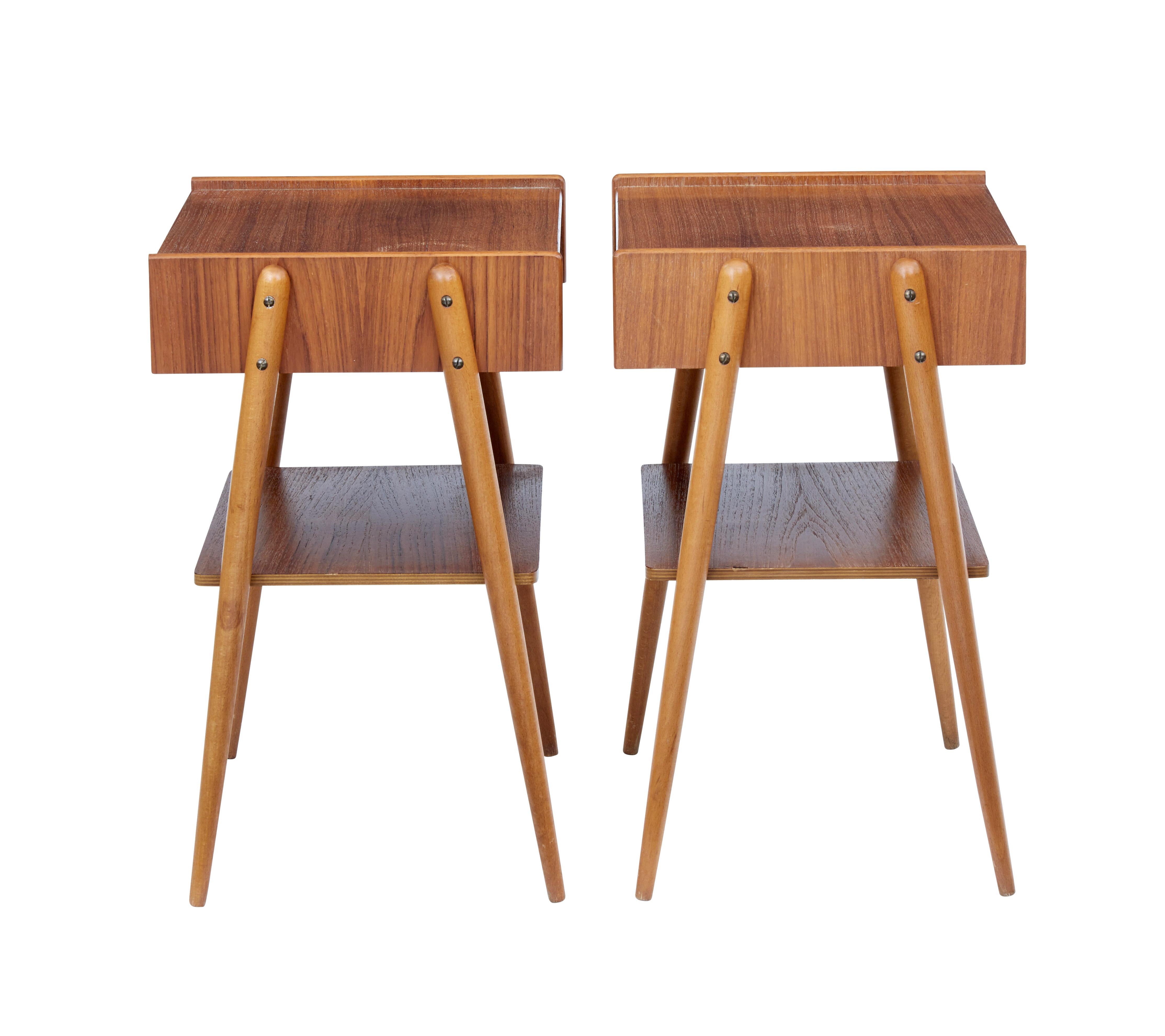 Swedish Pair of Teak Bedside Tables by AB Carlstron
