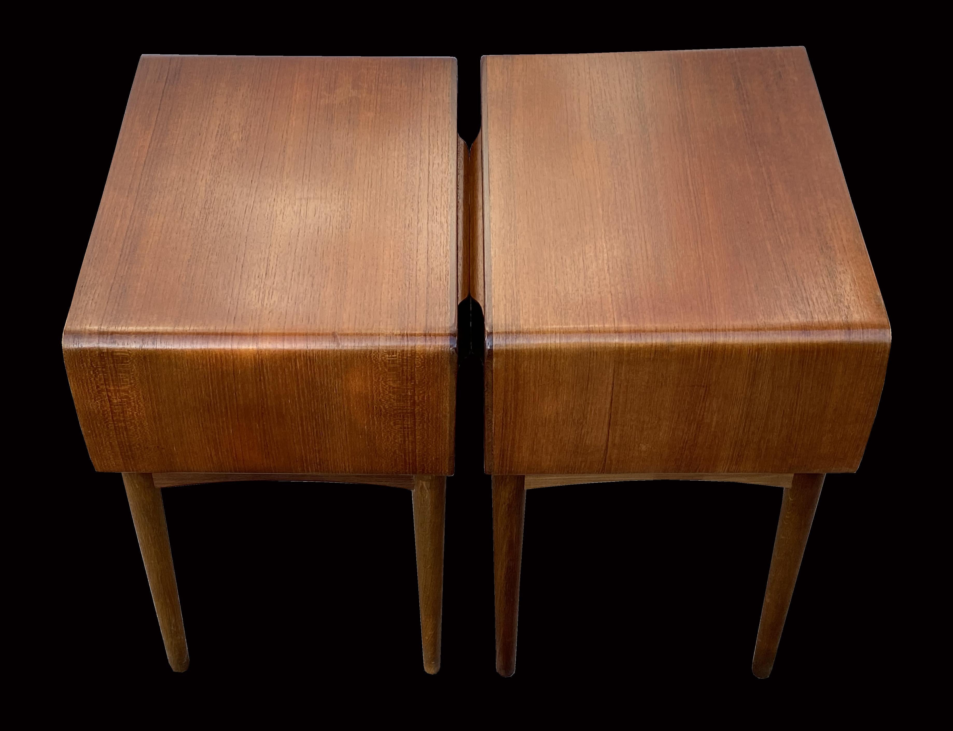Scandinavian Modern Pair of Teak Bedside Tables by Johannes Andersen for CFC Silkeborg