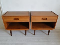Pair of Teak Bedside Tables by Johannes Andersen for Dyrlund Denmark 1960