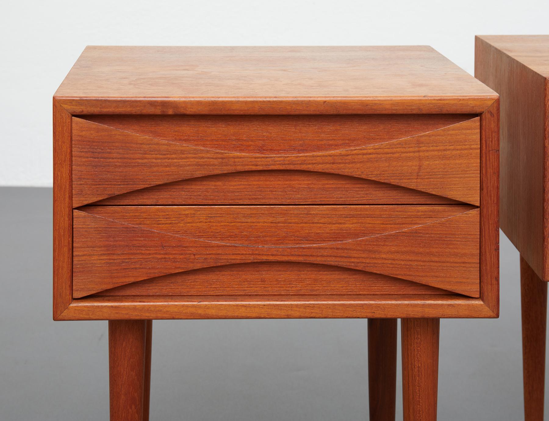 Mid-Century Modern Pair of Teak Bedside Tables by Niels Clausen, NC Mobler 1960