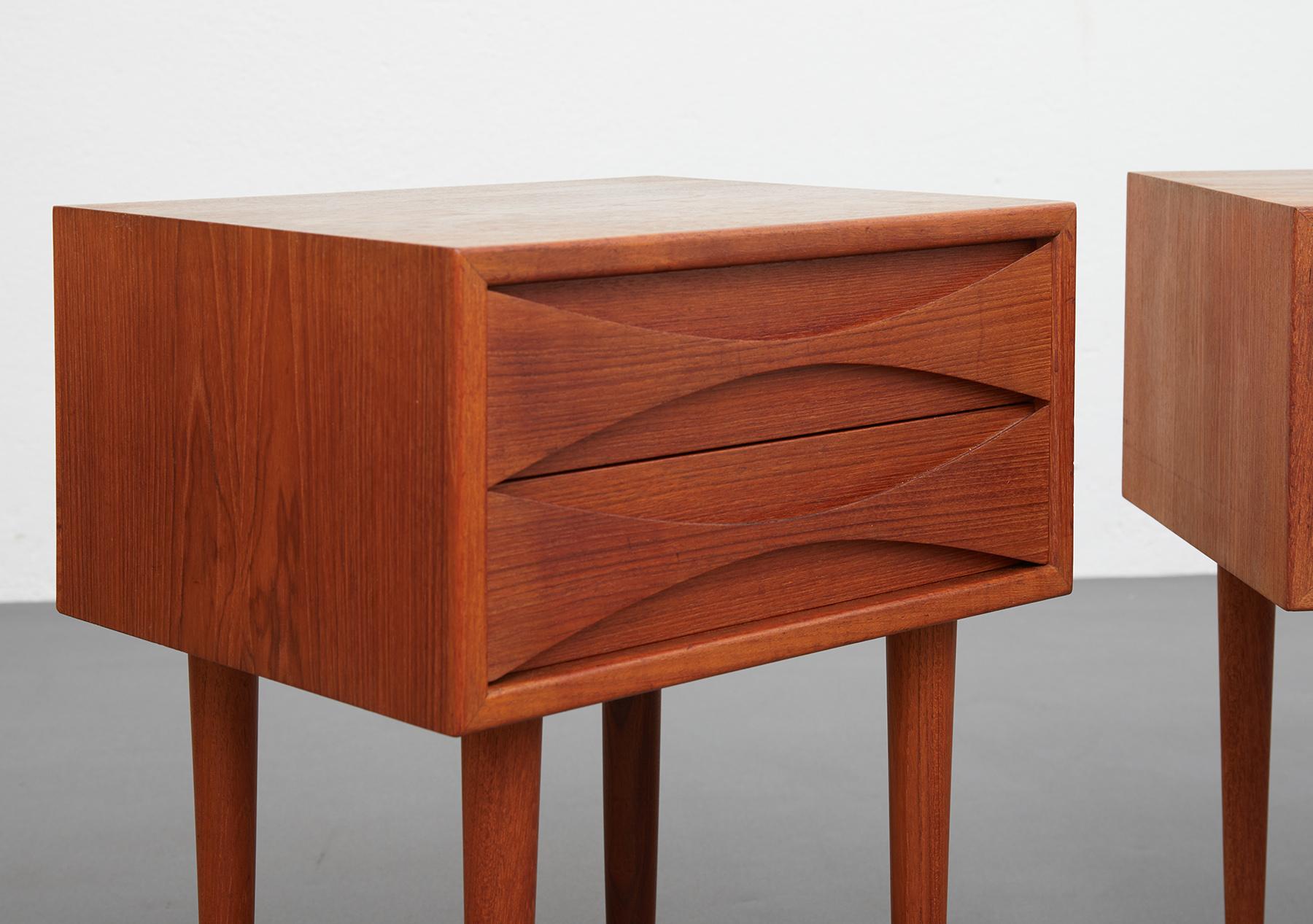 Pair of Teak Bedside Tables by Niels Clausen, NC Mobler 1960 In Good Condition In Renens, CH